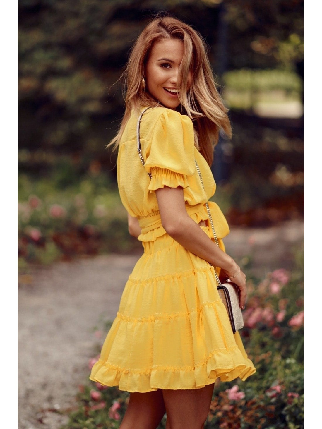 Lovely mini skirt with ruffles, yellow 4008 - Online store - Boutique